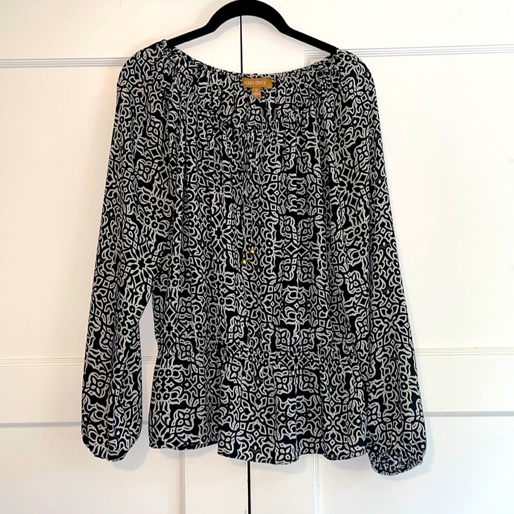 Ellen Tracy Smocked Tie Blouse - BUNDLE ONLY